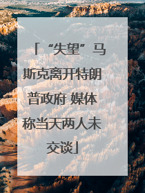 “失望”马斯克离开特朗普政府 媒体称当天两人未交谈