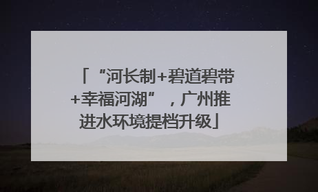 “河长制+碧道碧带+幸福河湖”，广州推进水环境提档升级
