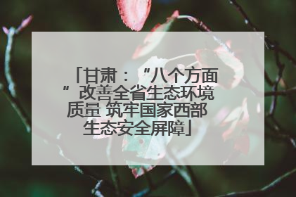 甘肃：“八个方面”改善全省生态环境质量 筑牢国家西部生态安全屏障
