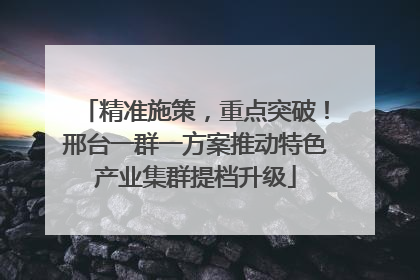 精准施策，重点突破！邢台一群一方案推动特色产业集群提档升级