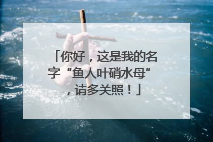 你好，这是我的名字“鱼人叶硝水母”，请多关照！