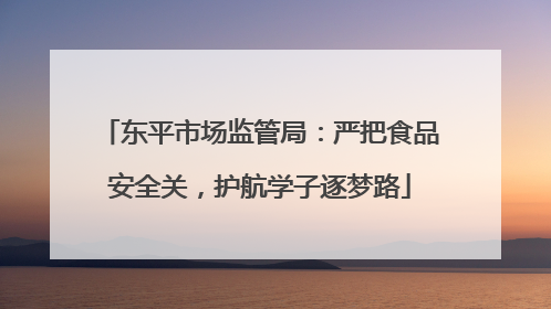 东平市场监管局：严把食品安全关，护航学子逐梦路
