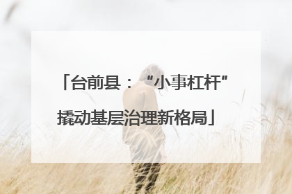 台前县：“小事杠杆”撬动基层治理新格局