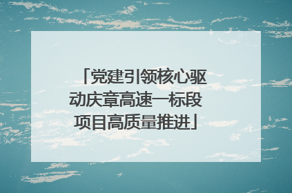 党建引领核心驱动庆章高速一标段项目高质量推进
