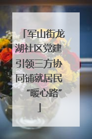 军山街龙湖社区党建引领三方协同铺就居民“暖心路”