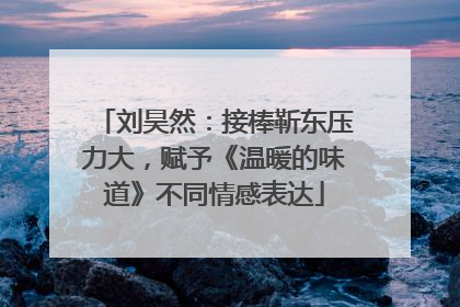 刘昊然：接棒靳东压力大，赋予《温暖的味道》不同情感表达