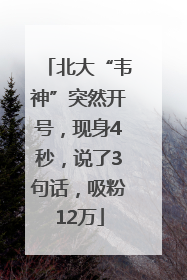北大“韦神”突然开号，现身4秒，说了3句话，吸粉12万