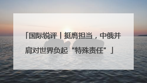 国际锐评丨挺膺担当，中俄并肩对世界负起“特殊责任”