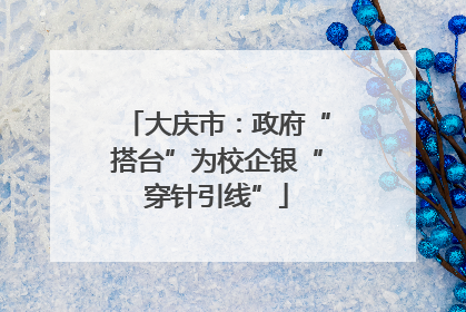 大庆市：政府“搭台”为校企银“穿针引线”