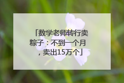 数学老师转行卖粽子：不到一个月，卖出15万个