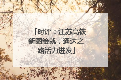时评：江苏高铁新图绘就，通达之路活力迸发