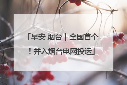早安 烟台｜全国首个！并入烟台电网投运