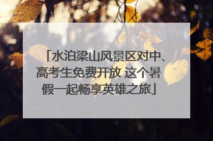 水泊梁山风景区对中、高考生免费开放 这个暑假一起畅享英雄之旅