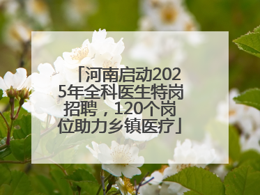 河南启动2025年全科医生特岗招聘，120个岗位助力乡镇医疗