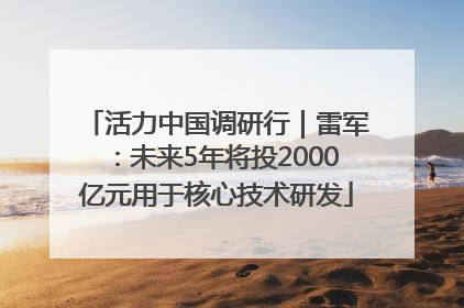 活力中国调研行｜雷军：未来5年将投2000亿元用于核心技术研发