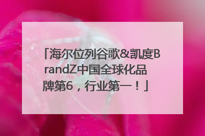 海尔位列谷歌&凯度BrandZ中国全球化品牌第6，行业第一！