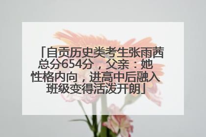 自贡历史类考生张雨茜总分654分，父亲：她性格内向，进高中后融入班级变得活泼开朗