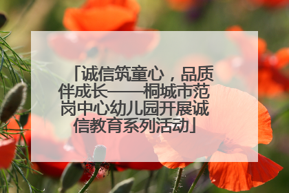 诚信筑童心，品质伴成长——桐城市范岗中心幼儿园开展诚信教育系列活动