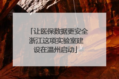 让医保数据更安全 浙江这项实验室建设在温州启动