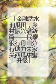 金融活水润瓜田，乡村振兴谱新篇——民泰银行舟山分行助力朱家尖西瓜甜蜜升级