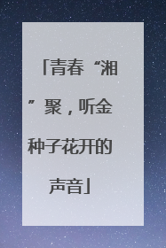 青春“湘”聚，听金种子花开的声音