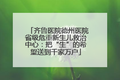 齐鲁医院德州医院省级危重新生儿救治中心：把“生”的希望送到千家万户
