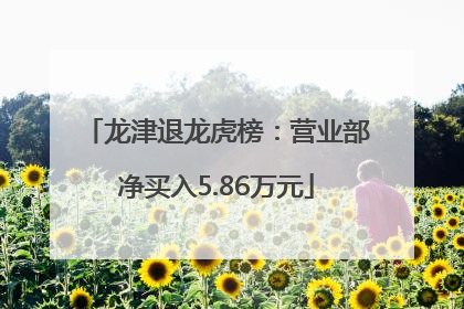 龙津退龙虎榜：营业部净买入5.86万元