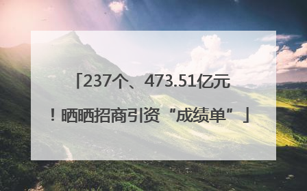 237个、473.51亿元！晒晒招商引资“成绩单”
