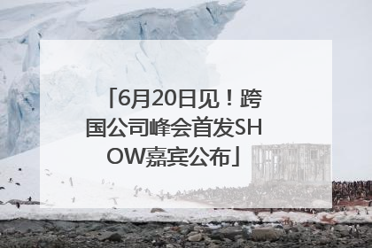 6月20日见！跨国公司峰会首发SHOW嘉宾公布